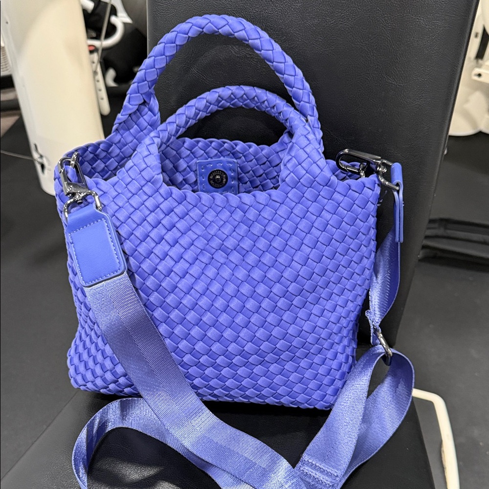 Sol and Selene Elegant Blue Periwinkle Woven Crossbody Handbag